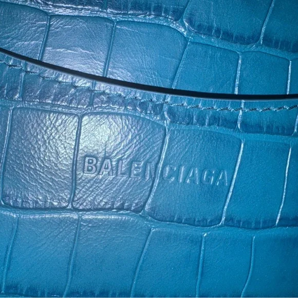 Balenciaga Elegant Crocodile-Embossed Blue Handbag NWT - Picture 10 of 16